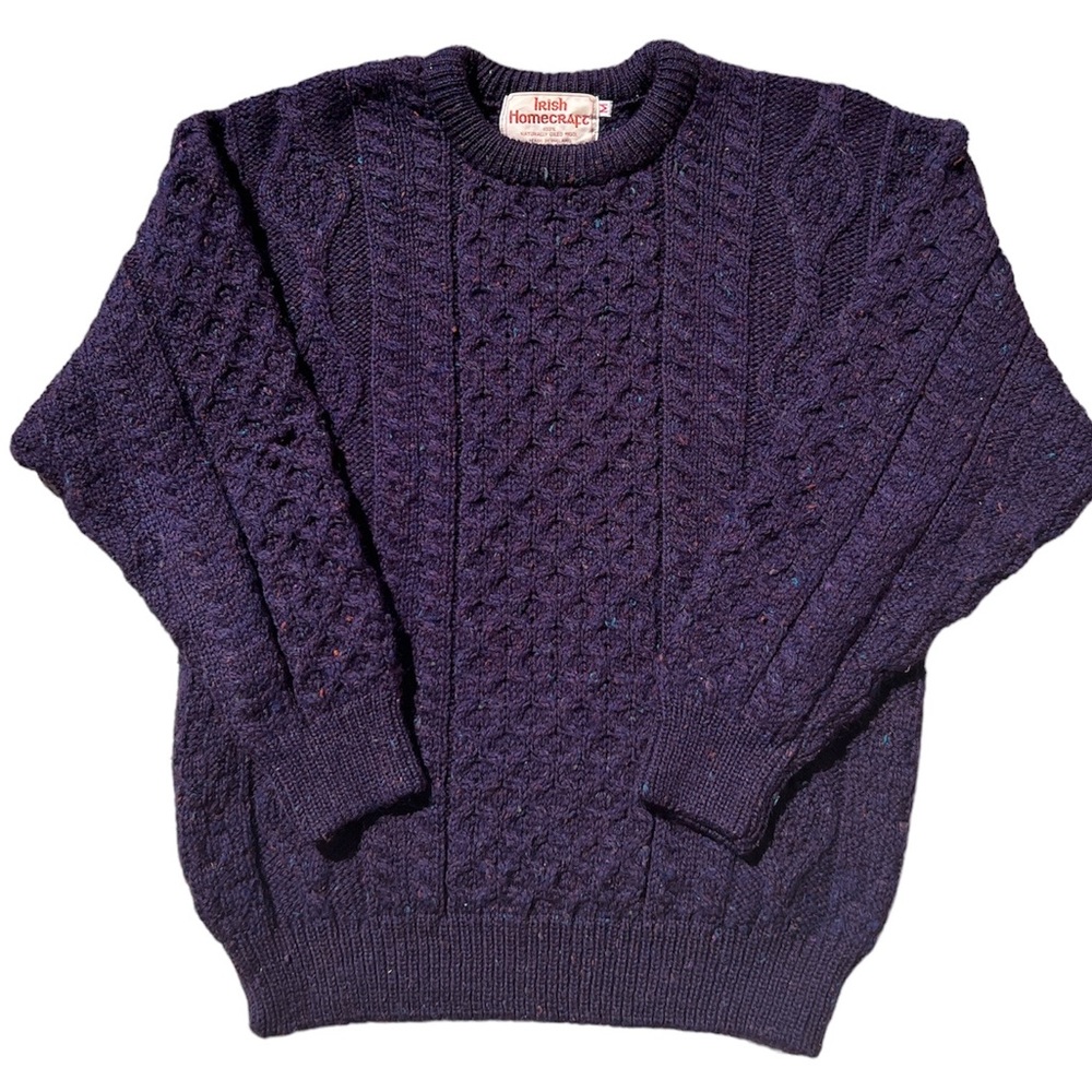 Irish Homestead vintage purple crew neck sweater 100% oiled wool